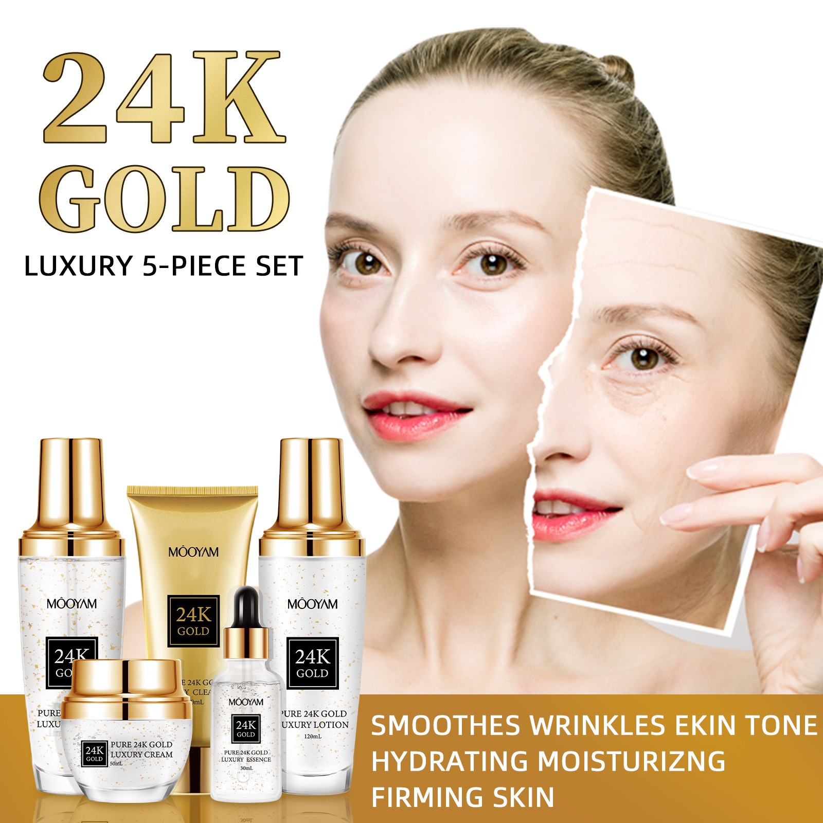 مجموعة مرطبة فاخرة من الذهب عي - مراجعة Luxury Skincare Anti Aging وسعره
